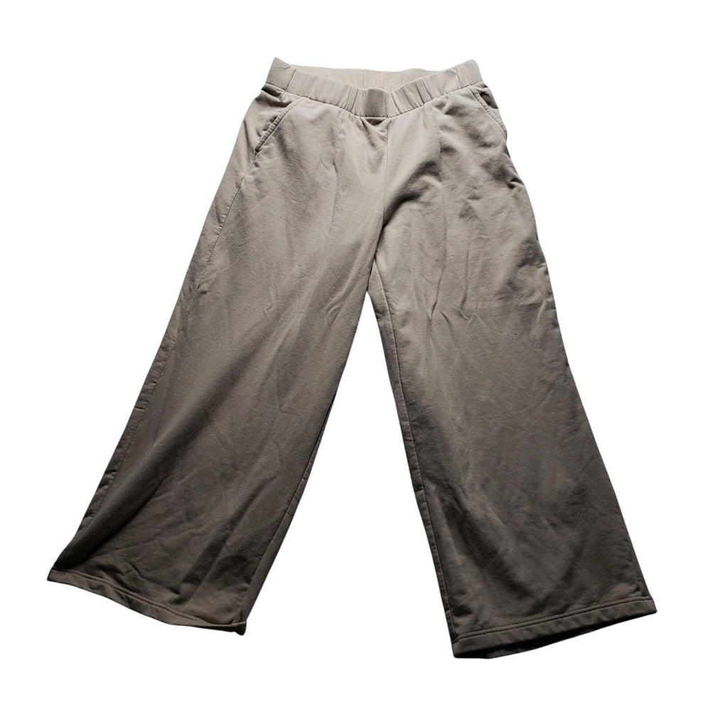 Torrid Super Soft Fleece Wide Leg Pants Tan Khaki Cropped Lounge Womens 0 L XL